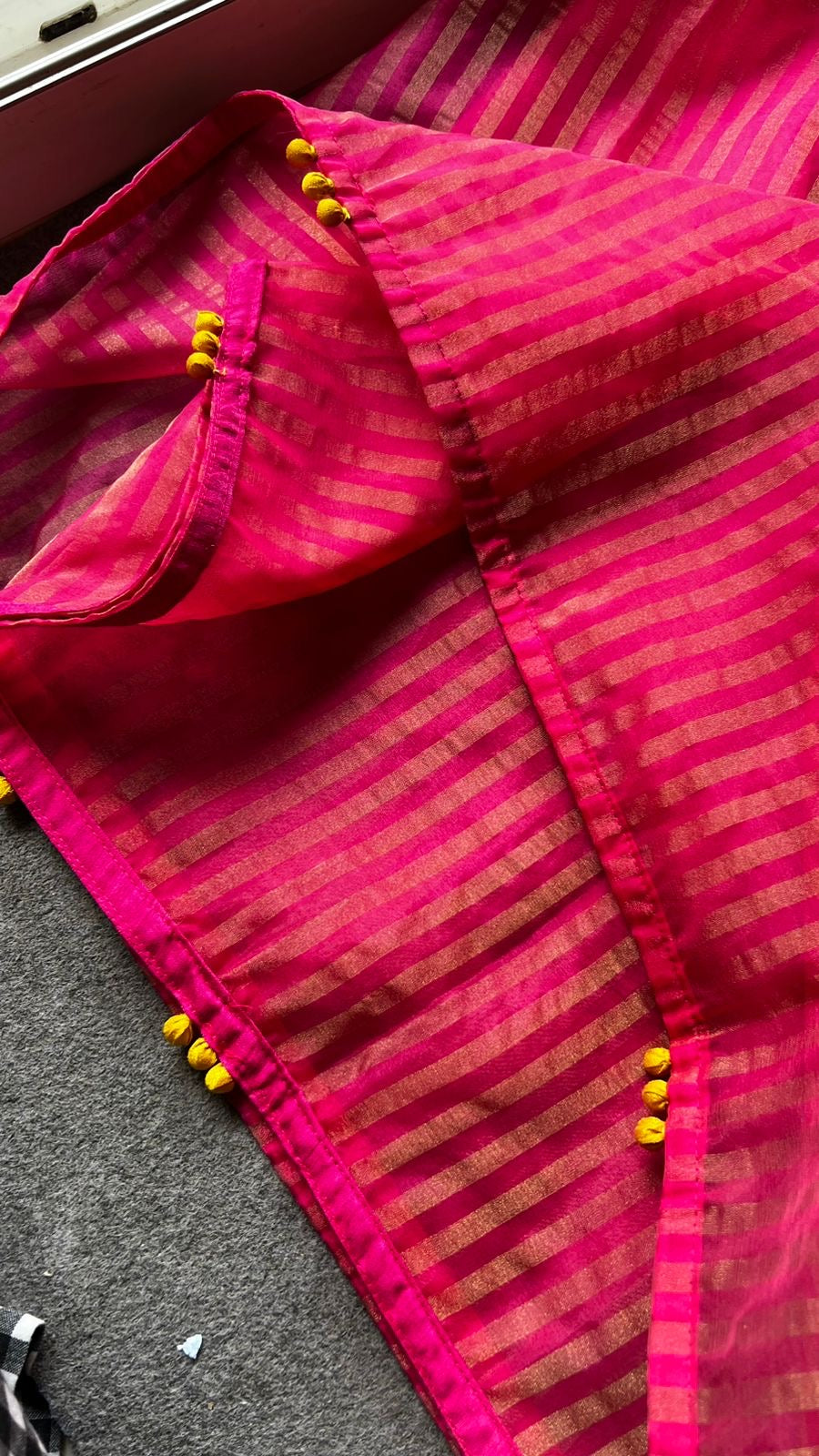 Yellow floral banarasi hand work blouse (only blouse)