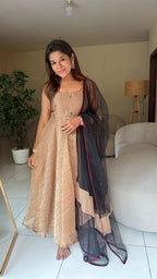 Gold tissue embroidery salwar set