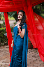 Deep blue marble saree with handwork blouse