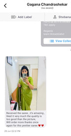 Green soft organza saree with hand worked blouse