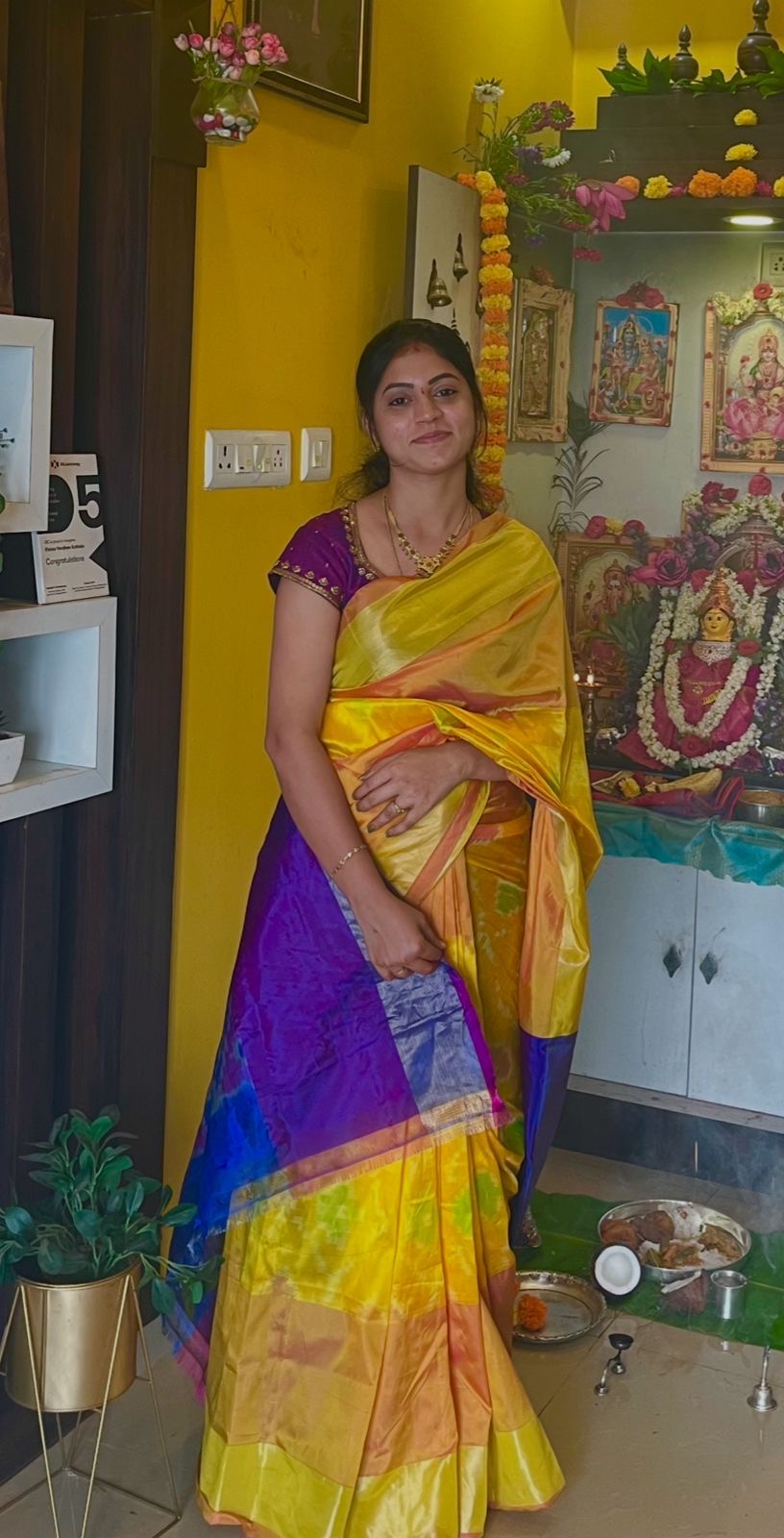 Orange silk heavy hand worked blouse