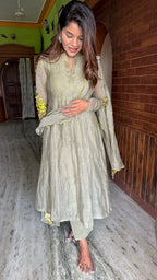 Apple green mul chanderi embroidery salwar