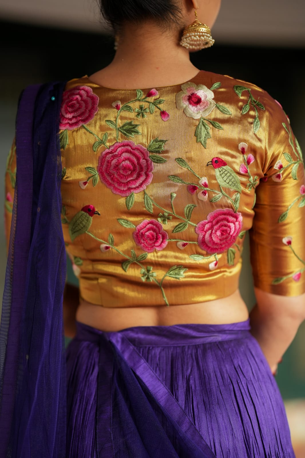 Purple gold embroidery lehenga