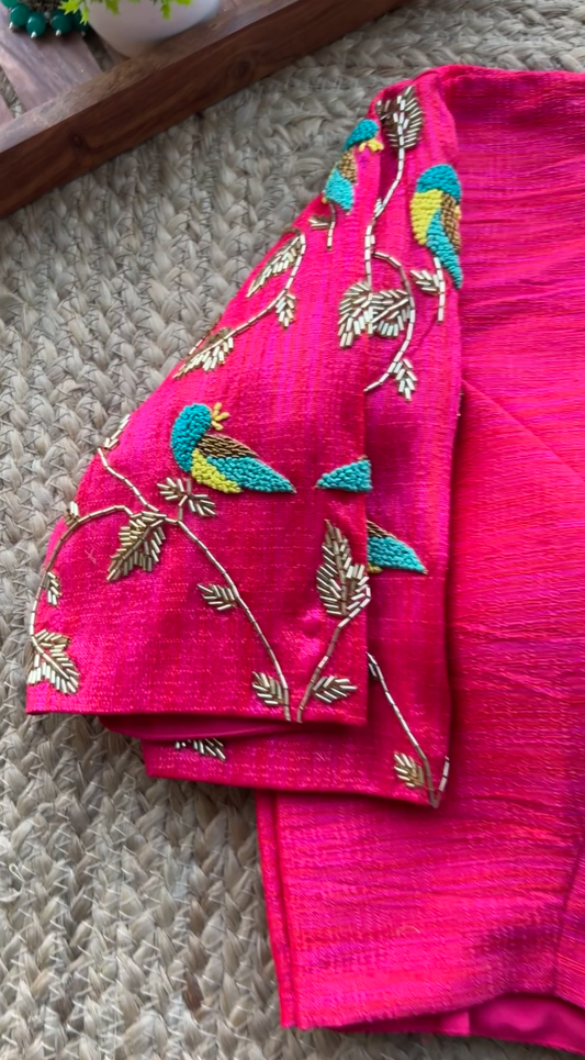 Silk blouse hand work design 1015