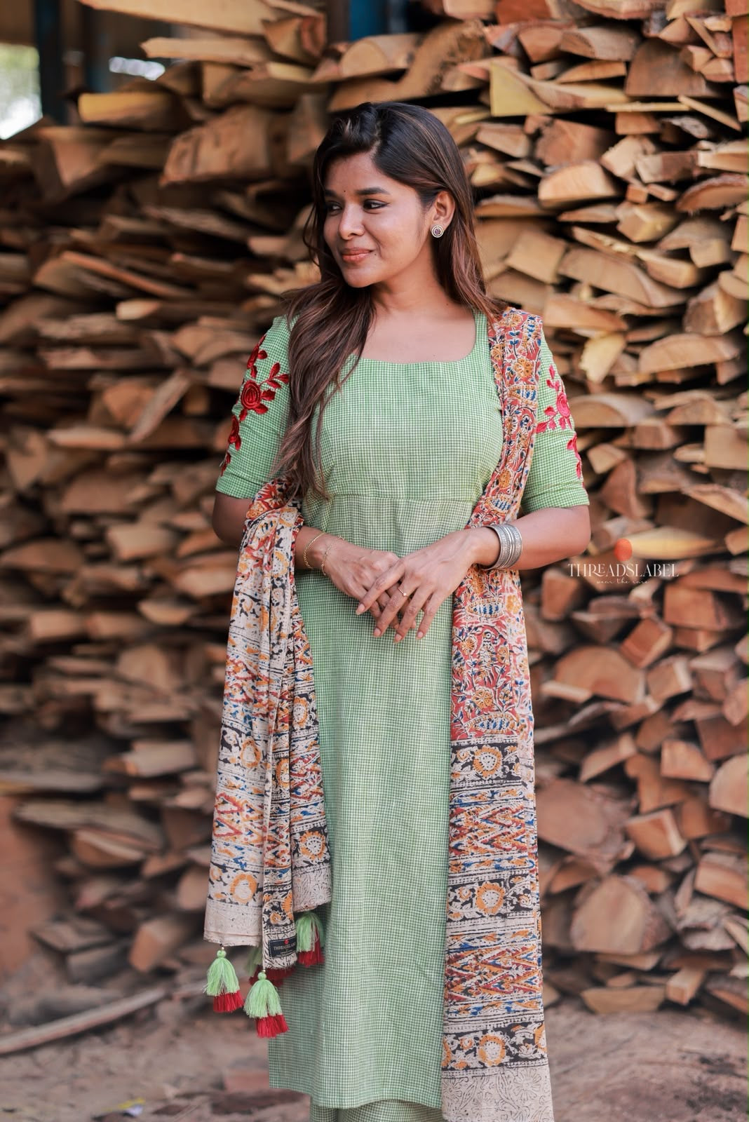 Green cotton 3 piece salwar set