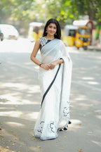 Black silk heavy embroidery blouse