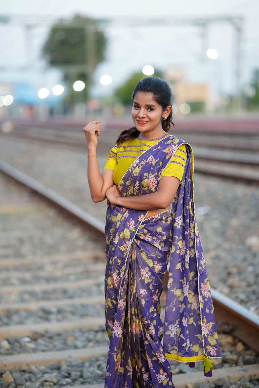 Lime yellow embroidery hand work blouse(only blouse)