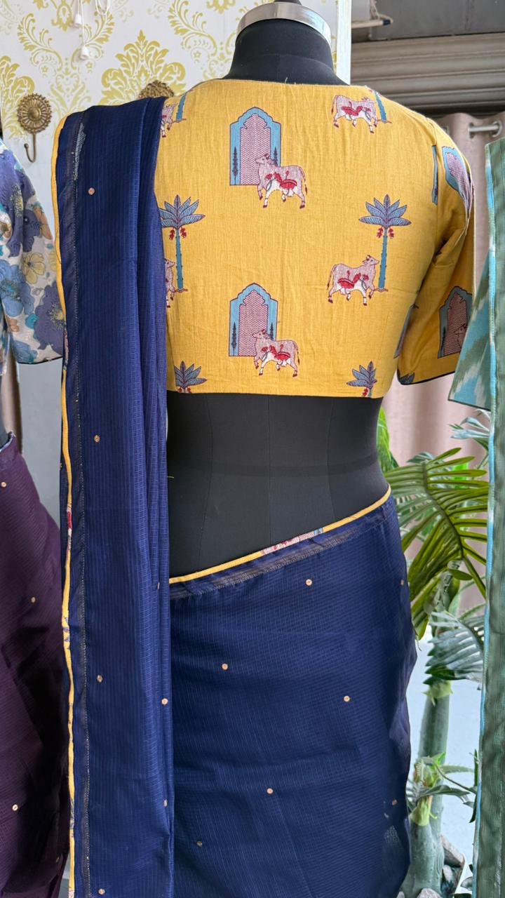 Yellow printed cotton blouse ( only blouse )