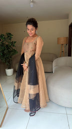 Gold tissue embroidery salwar set