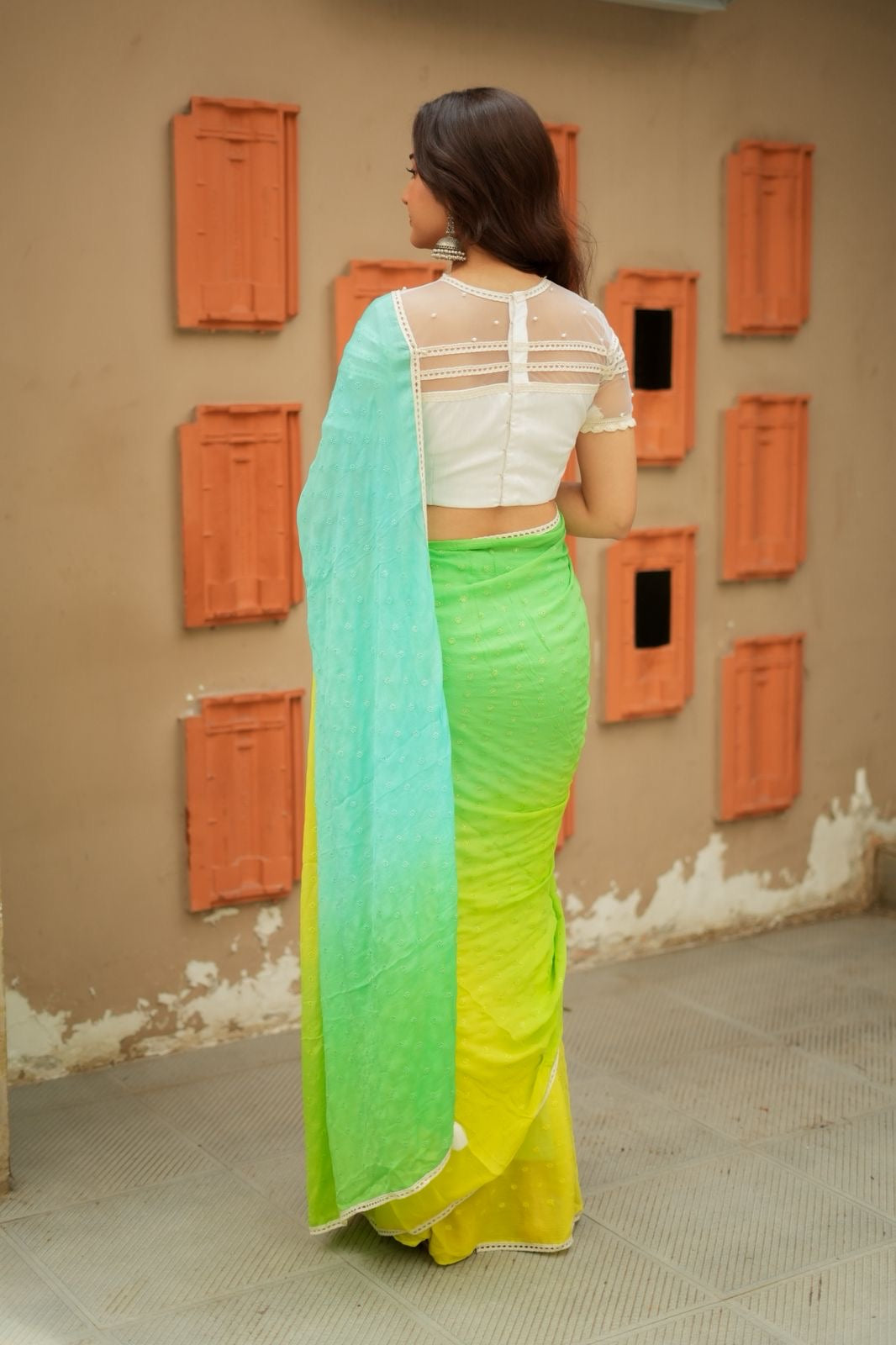 White embroidery hand work blouse(only blouse)