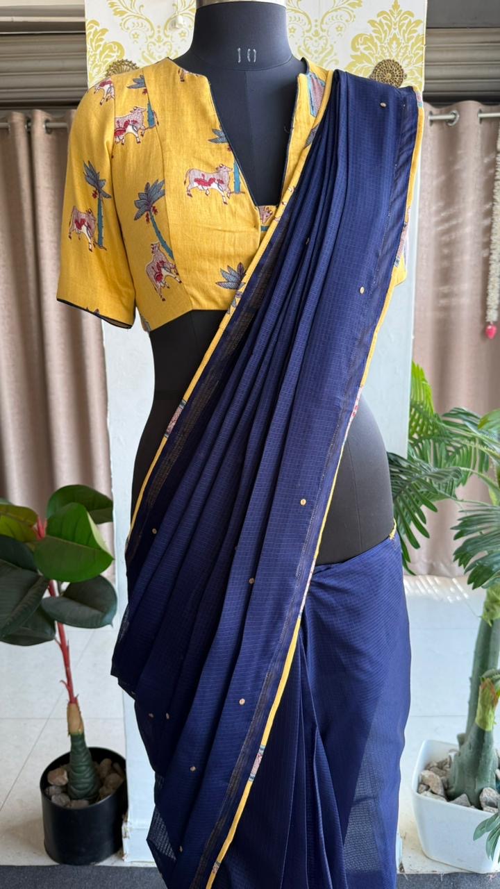 Yellow printed cotton blouse ( only blouse )