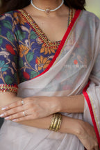 Blue kalamkari hand work blouse (only blouse)