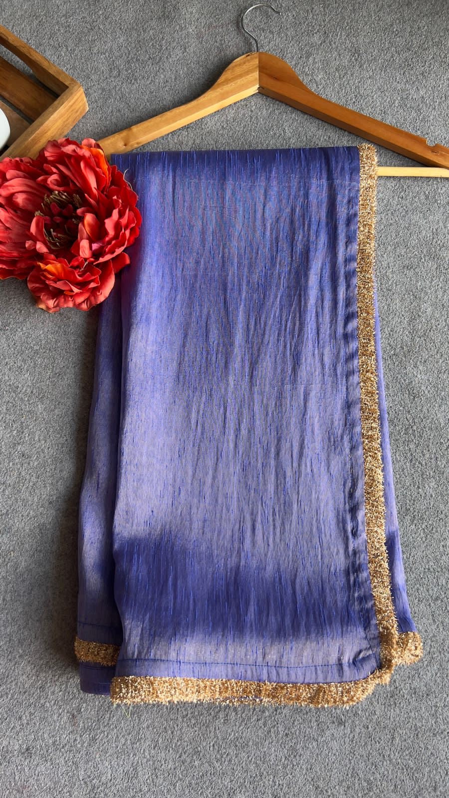 Royal blue soft tissue saree