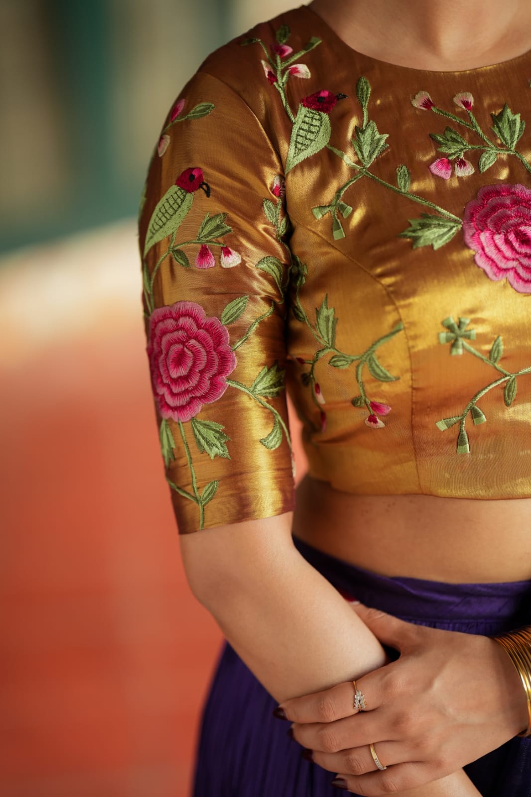Purple gold embroidery lehenga