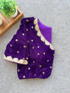 Purple velvet handwork blouse