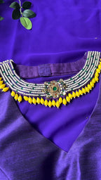 purple jewel neck hand worked blouse