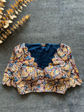 Maroon & cream floral printed cotton blouse