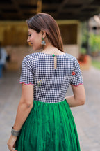 Grey green anarkali kurti set