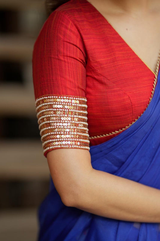 Maroon red pearl hand work blouse (only blouse)