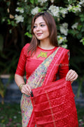 Fenu red kalamkari silk saree (only saree)