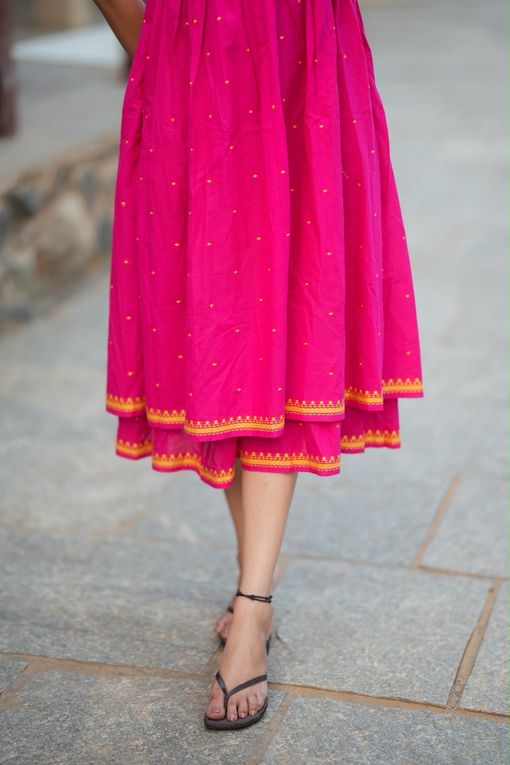 Pink cotton double layered maxi top