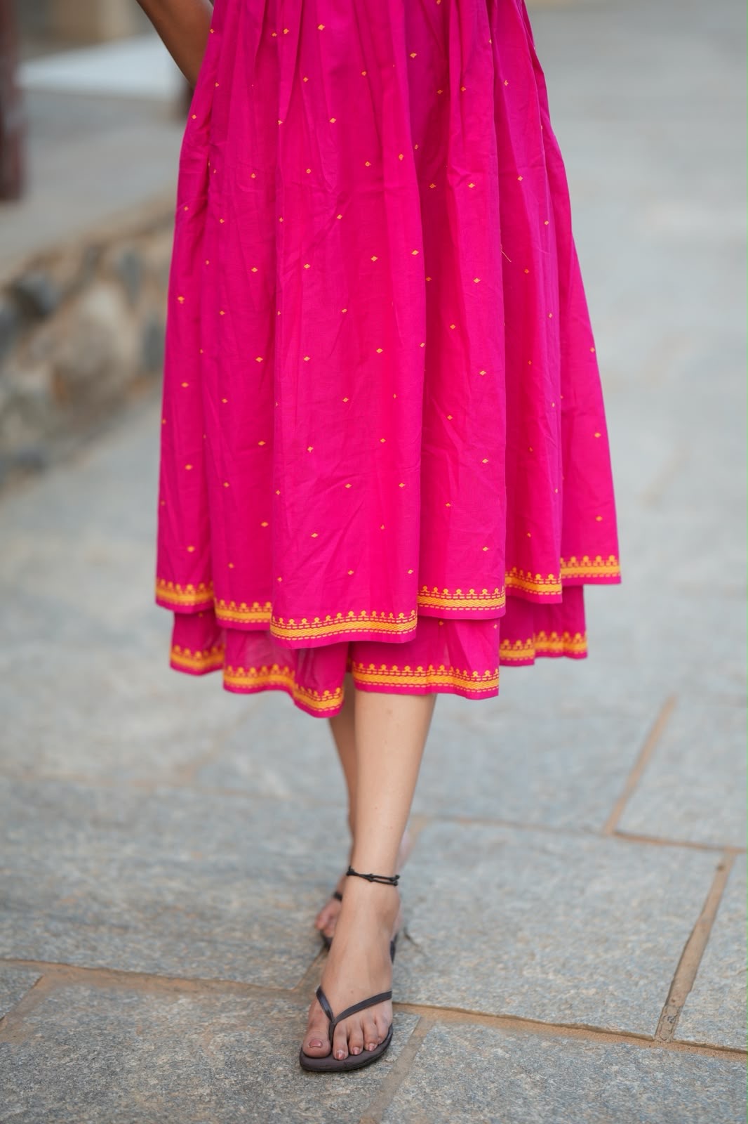 Pink cotton double layered maxi top