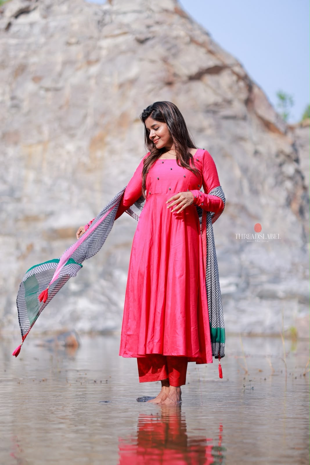 Pink silk embroidery salwar set
