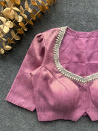 Light pink tissue pearl worked blouse