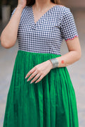 Grey green anarkali kurti set