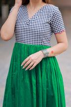 Grey green anarkali kurti set