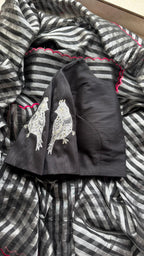 Black silk sleeve bird hand work blouse ( Only Blouse )