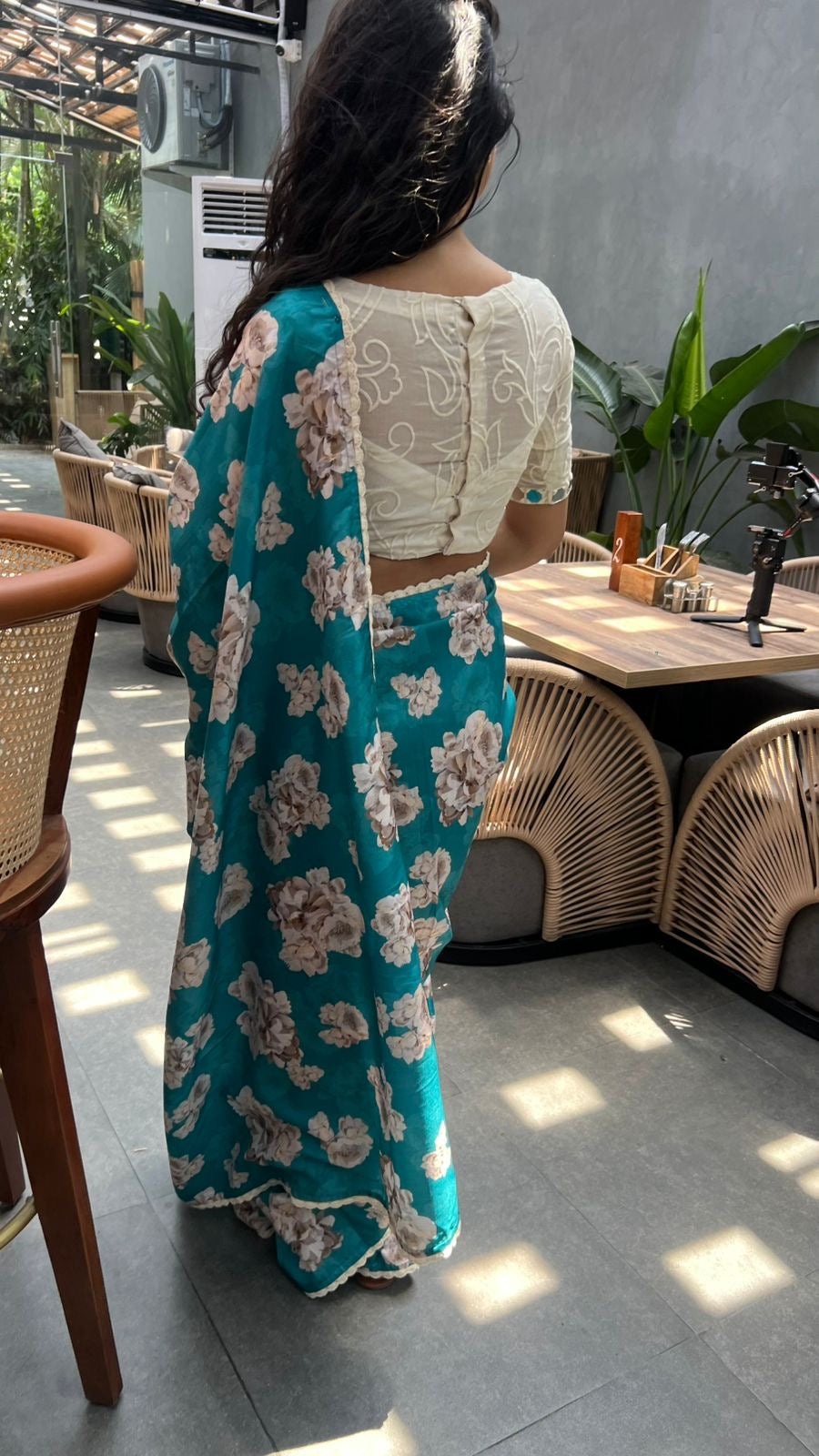 White cotton embroidery mirror work blouse (only blouse )