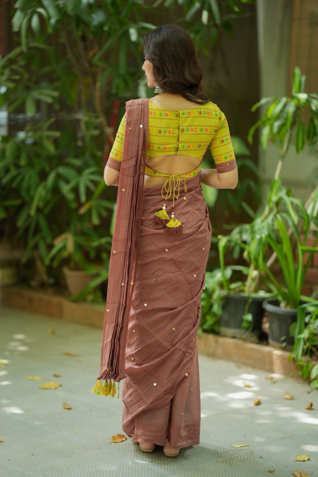 Lime yellow floral print blouse (Only blouse)