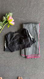 Black silk sleeve bird hand work blouse ( Only Blouse )