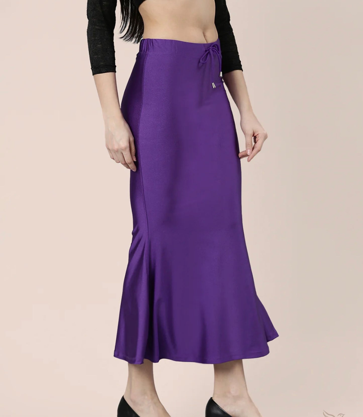 Electric Violet Shimmer/satin women saree shape wear