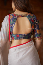 Blue kalamkari hand work blouse (only blouse)