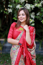 Fenu red kalamkari silk saree (only saree)