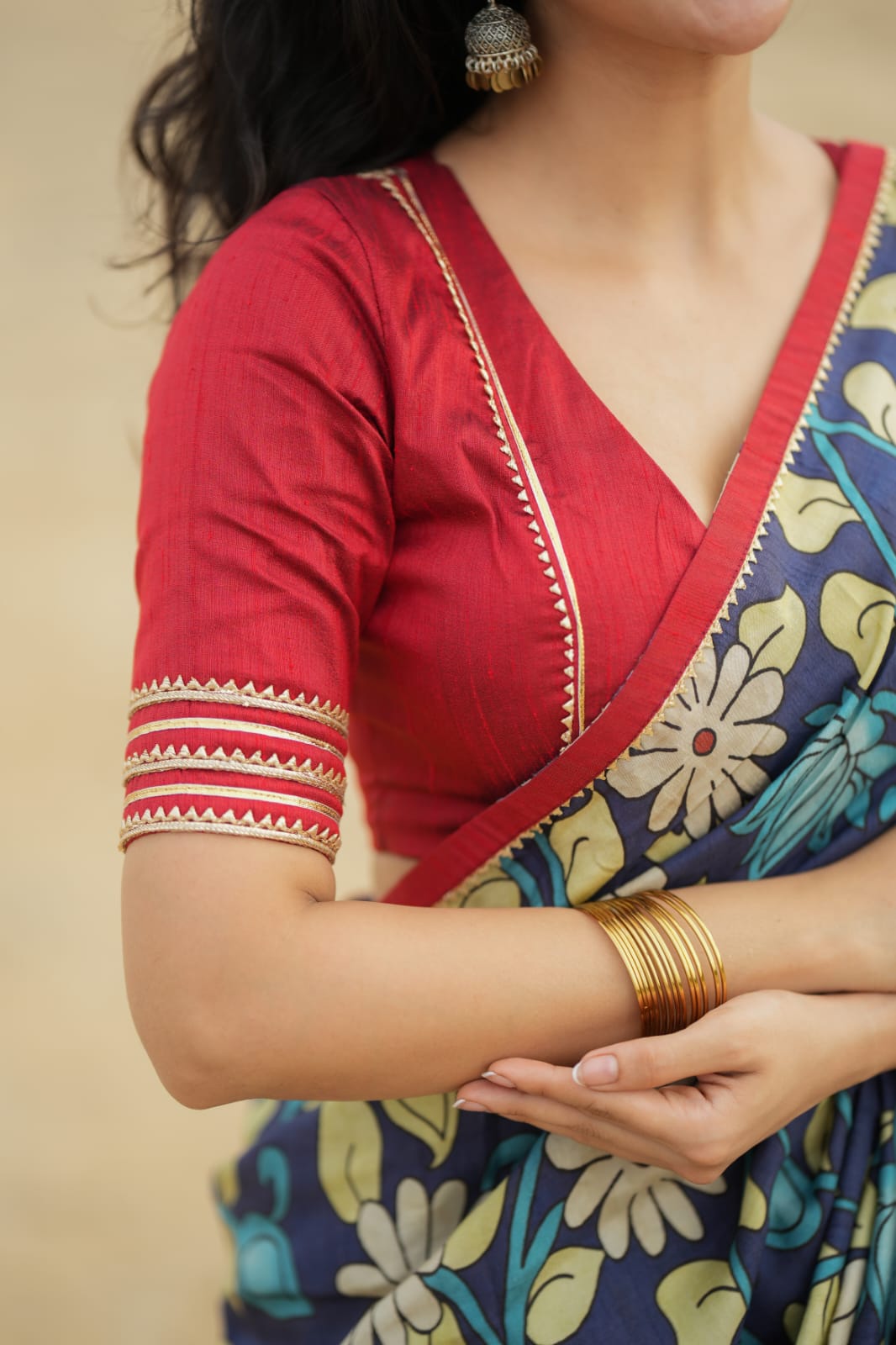 Maroon kota patti hand work blouse (only blouse)