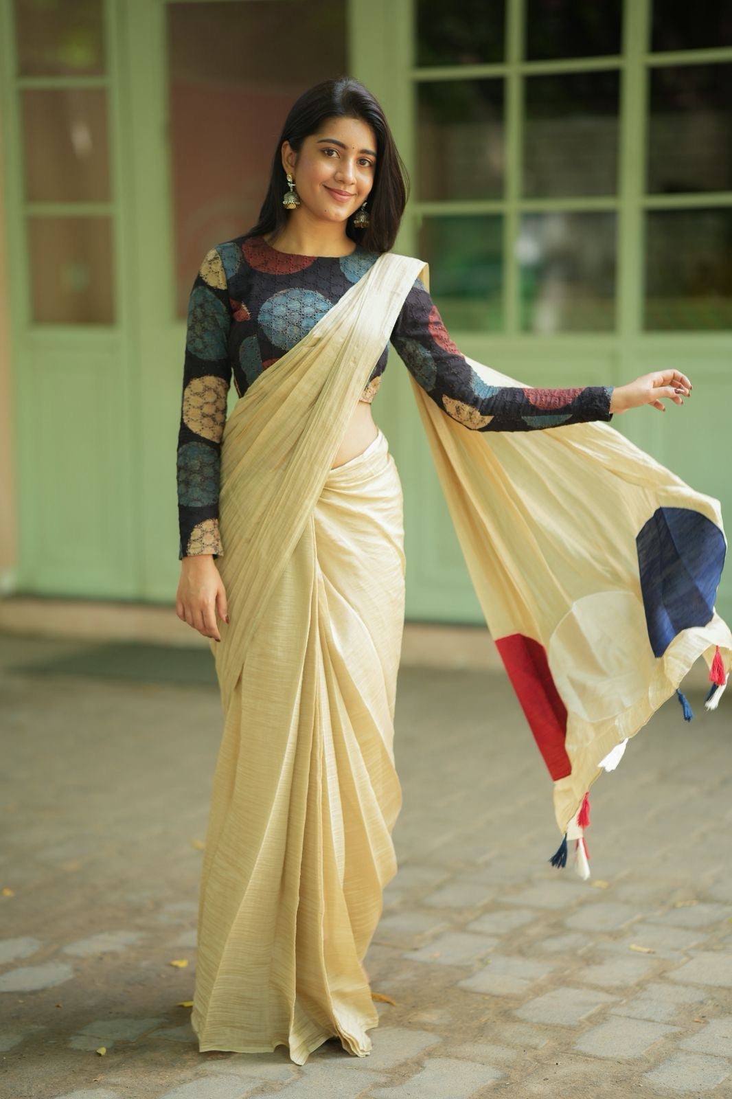 Black hakoba cotton Ajrak handblock print blouse (Only blouse)