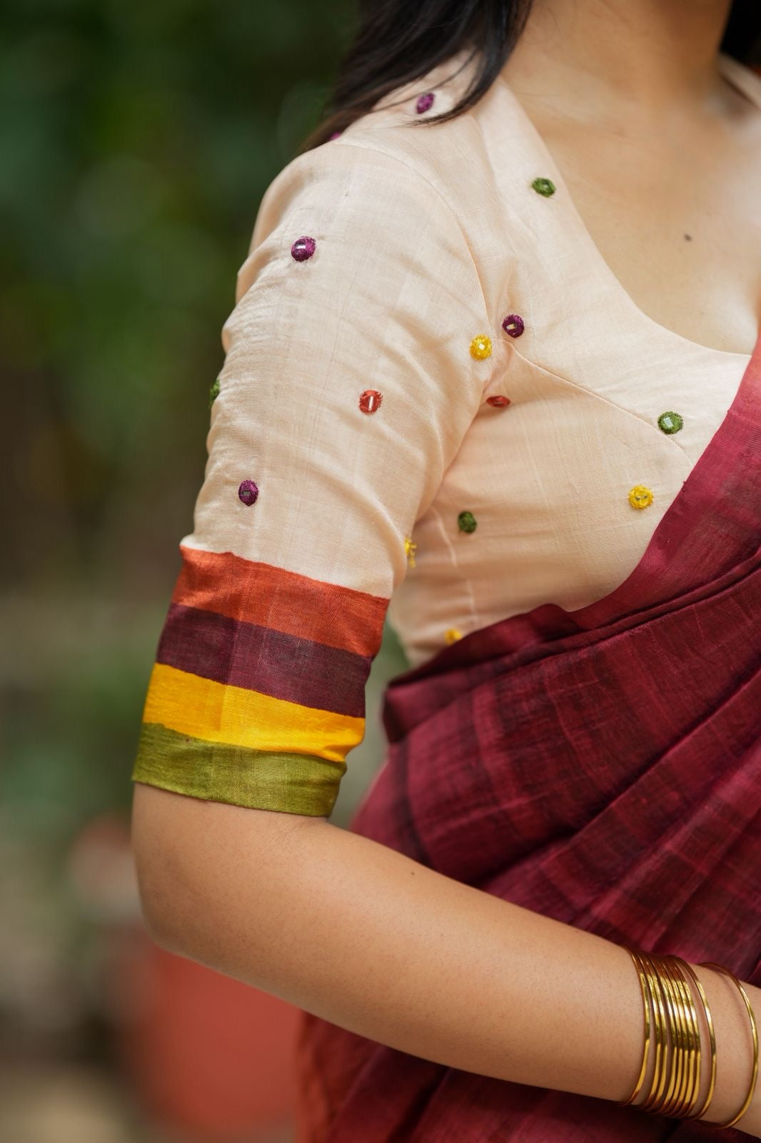 Multi pure tussar silk saree