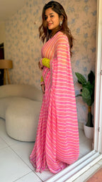 Pink lehariya printed saree (only saree)
