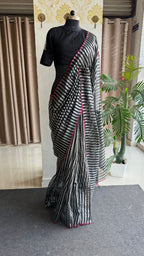 Black silk sleeve bird hand work blouse ( Only Blouse )