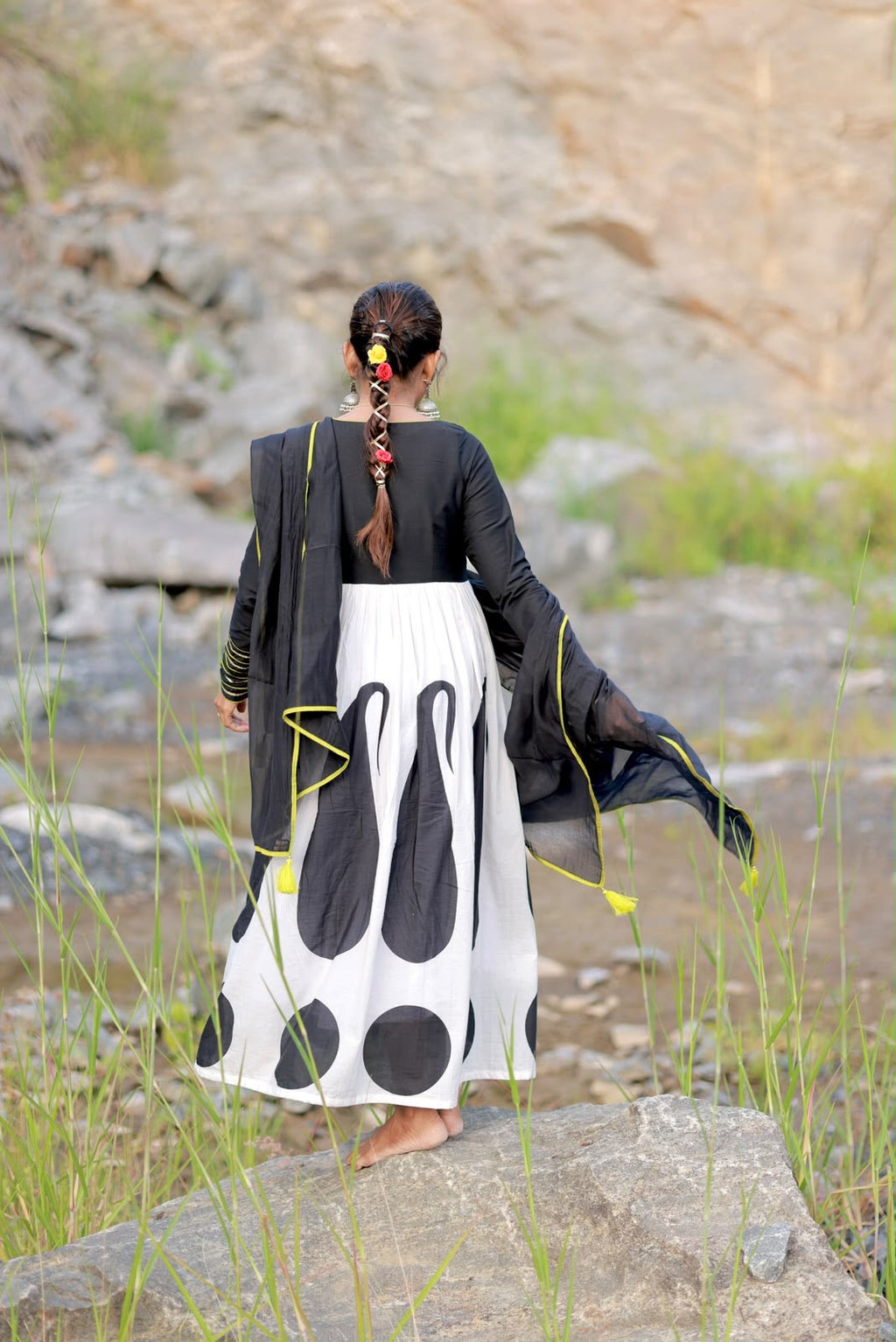 Pure cotton full length dress with full hand details