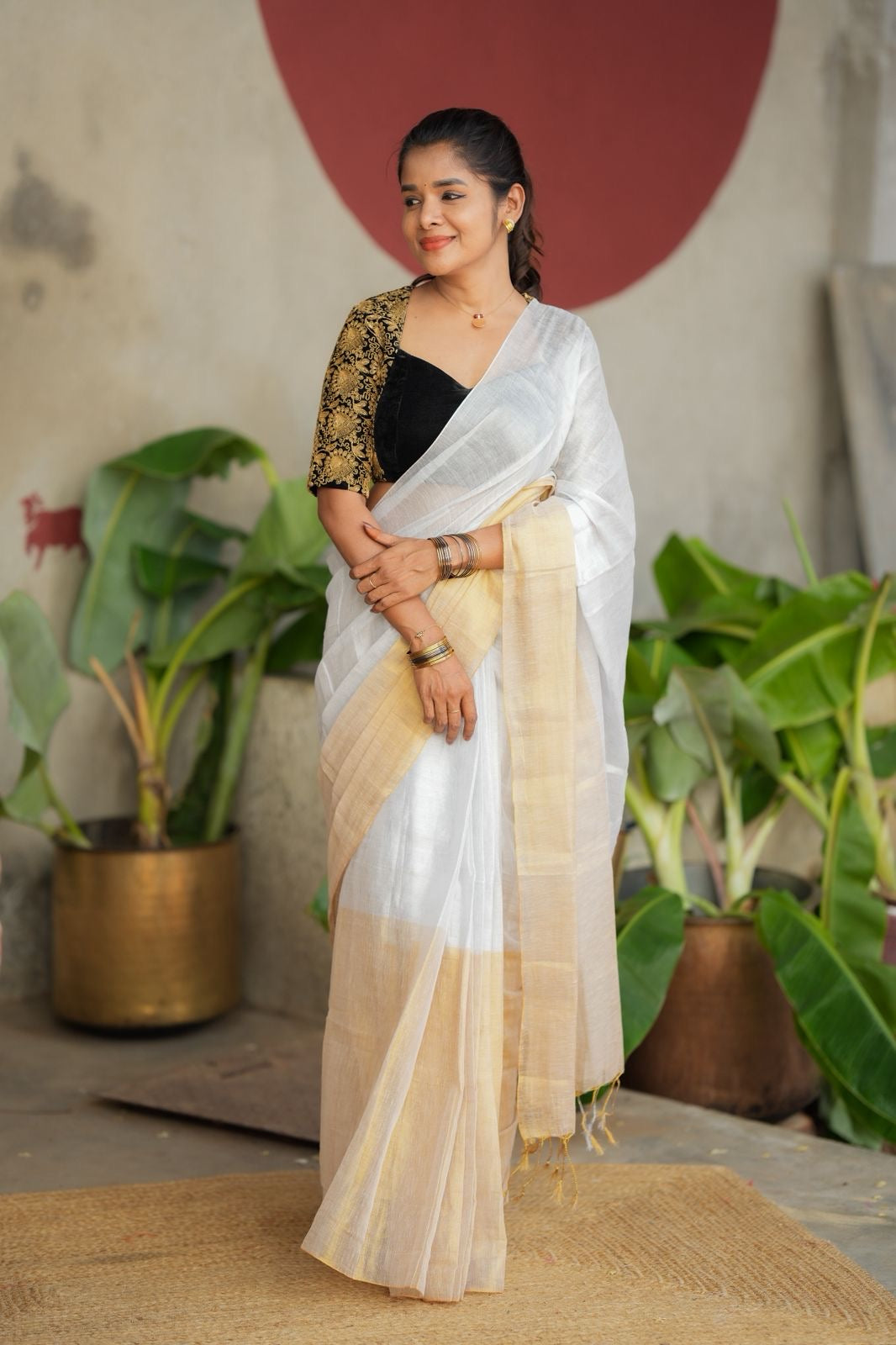 White soft tissue saree with heavy embroidery blouse