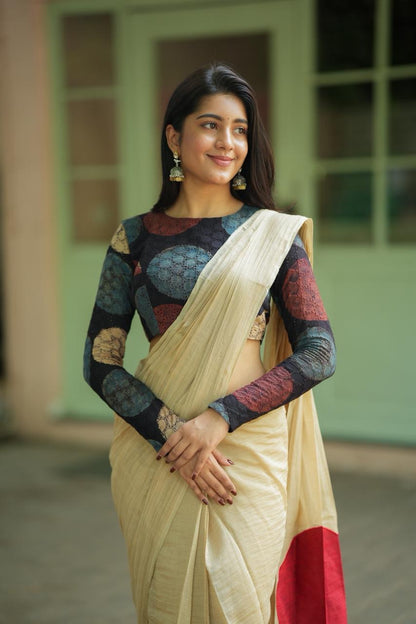 Black hakoba cotton Ajrak handblock print blouse (Only blouse)