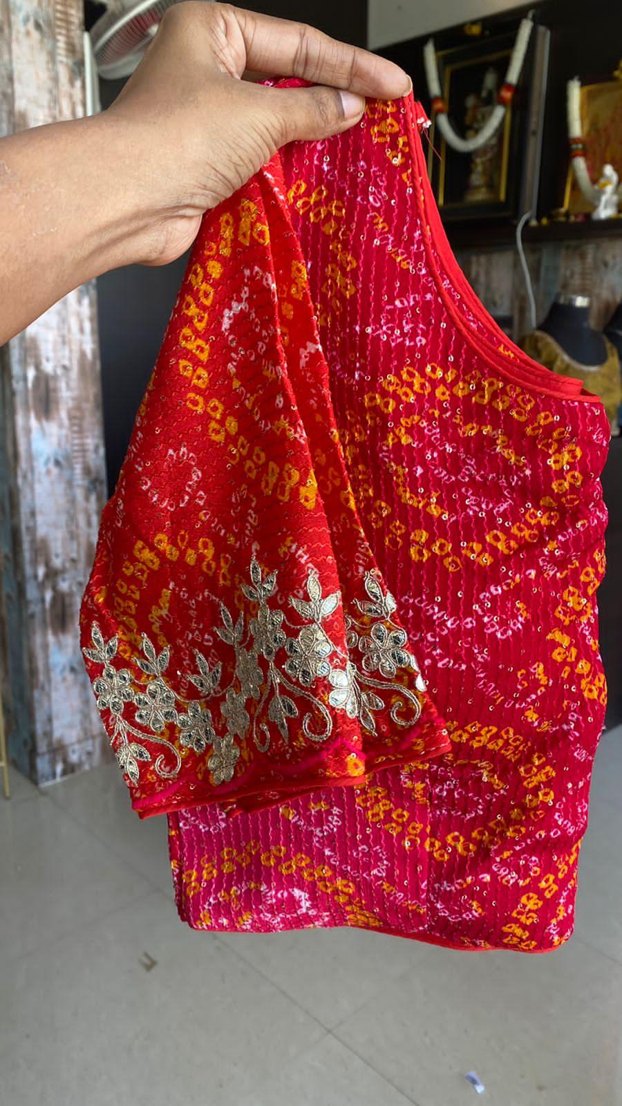 Striped grey organza saree with chiffon embroidery blouse - Threads