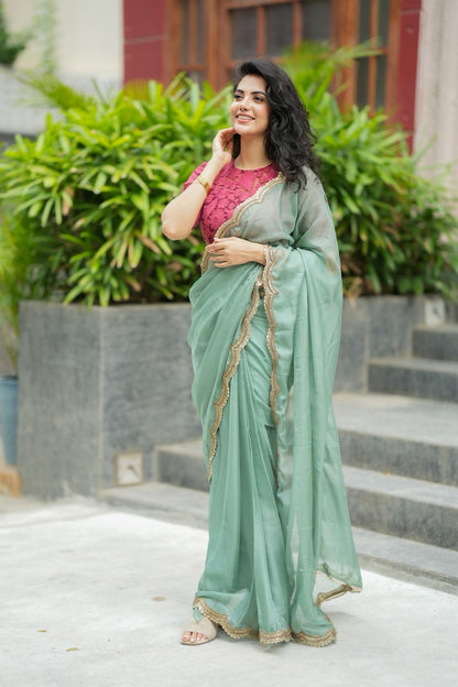 Deep pink cotton embroidery blouse (only blouse)