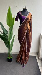 Purple heavy embroidery hand work blouse (Only blouse)