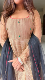 Gold tissue embroidery salwar set