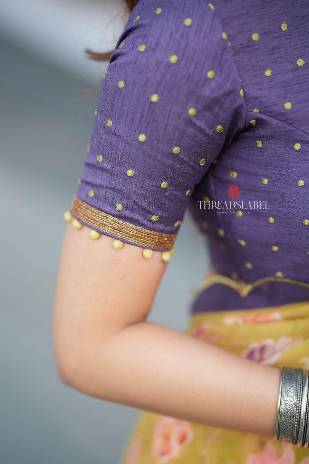 Purple silk intricate hand work blouse (only blouse)